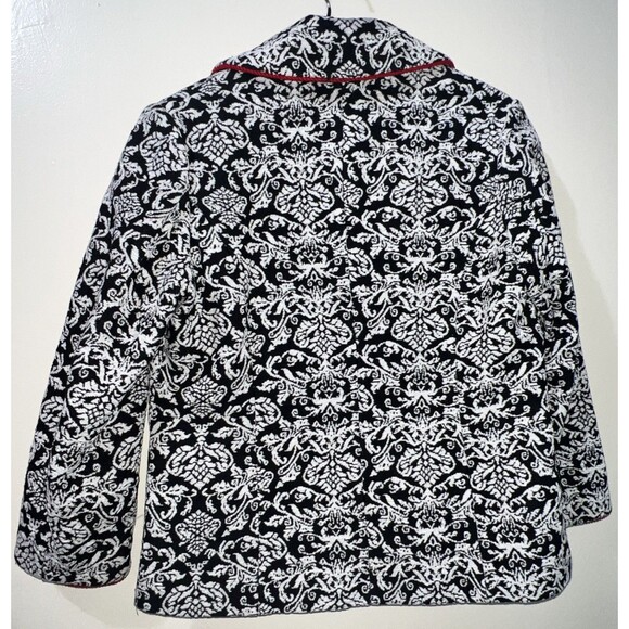Vintage Isabella’s Journey Black & White Floral Blazer With Red Trim Sz S/M - Picture 3 of 7